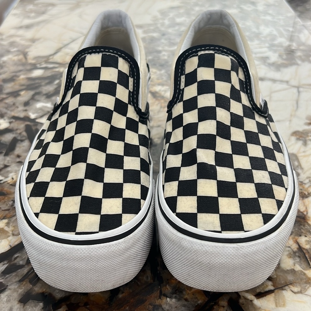 Vans Women's Checkered Slip-On Sneakers - Black and White